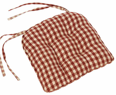 Heritage House Check Chair Pad Barn Red, Primitive Country Farmhouse Kitchen Dining Table Home Decor