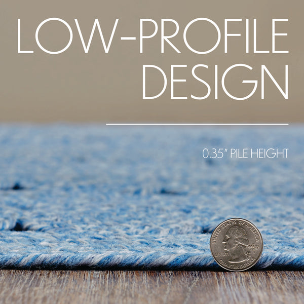 Celeste Blended Blue Indoor/Outdoor Half Circle Rug 19.5x36