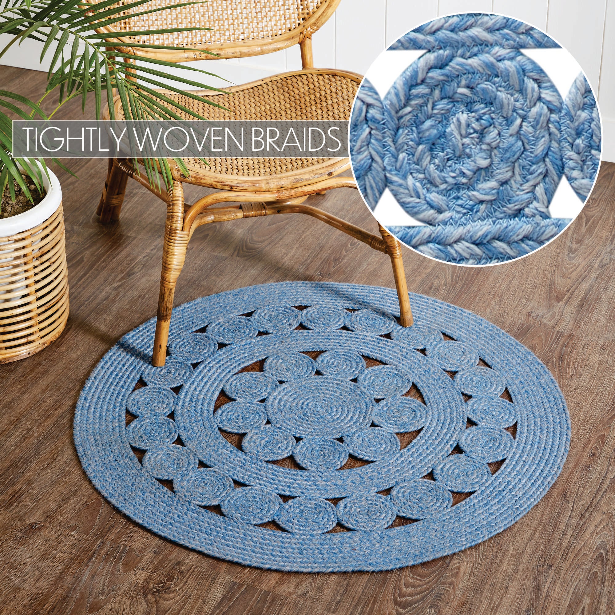 Celeste Blended Blue Indoor/Outdoor Rug 3ft Round - Allysons Place