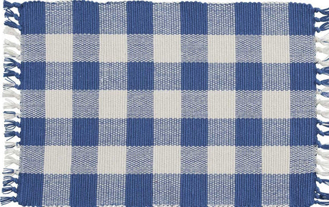 Wicklow Yarn China Blue Buffalo Check Placemat Measures: 13" X 19" Primitive Country Farmhouse Home Table Kitchen Decor.