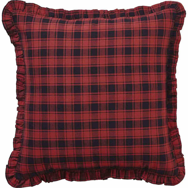 Cumberland Plaid Pillow 18 in. Primitive Country Farmhouse Bedding Home Decor & Accessories. Pillow Cabin Lodge Hunting Red Black