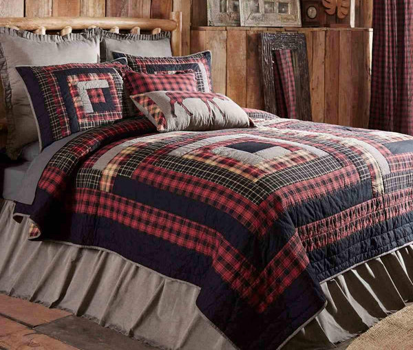  Cumberland Luxury King Quilt. Chili pepper reds, caviar blacks, and natural tans make the Cumberland Luxury King Quilt a woodcutter's dream. Primitive Country Farmhouse Quilted Bedding Home Decor.