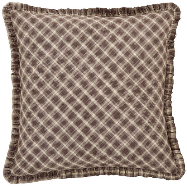 Dawson Star Fabric Euro Sham 26x26, shades of dark woodland brown and tan plaid. Primitive Country Farmhouse Bedding Home Decor.