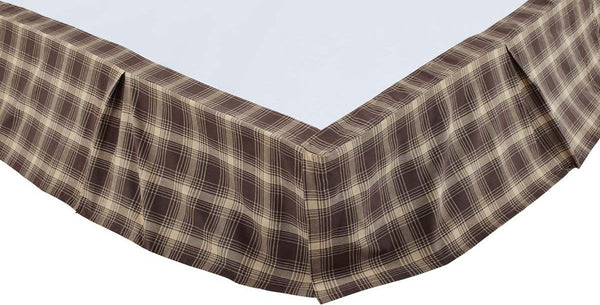 Dawson Star King Bed Skirt 78x80x16, Woodland Brown, Khaki plaid. Primitive Country Farmhouse Dust Ruffle Bedding Home Decor.