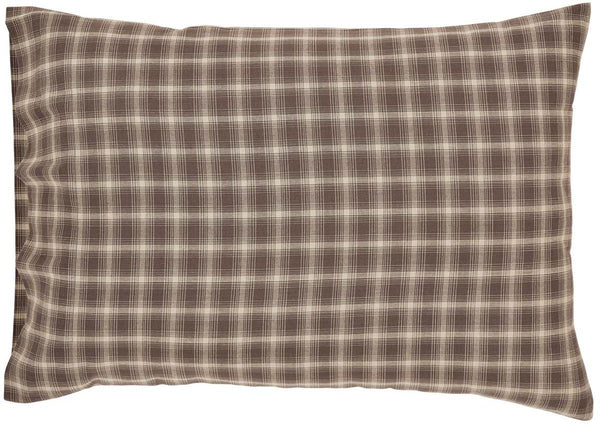 Dawson Star Standard Pillow Case Set of 2 21x30, Woodland Brown, Khaki plaid. Primitive Country Farmhouse Bedding Home Decor.