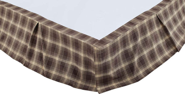 Dawson Star Queen Bed Skirt 60x80x16, dark woodland brown and tan plaid. Primitive Country Farmhouse Bedding Home Decor.