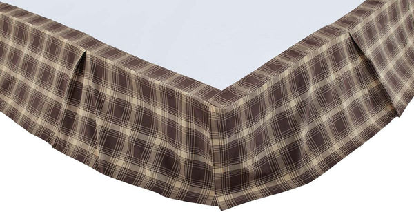 Dawson Star Twin Bed Skirt 39x76x16, Woodland Brown, Khaki plaid. Primitive Country Farmhouse Bedding Dust Ruffle Home Decor.