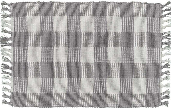 Wicklow Yarn Dove Gray Buffalo Check Placemat Measures: 13" X 19" Primitive Country Farmhouse Home Table Kitchen Decor.