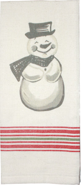 Add a decorative accent to your kitchen or bath with the Holiday Grain Sack Snowman Towel. Perfect as a gift too! Features high quality grain sack cotton base with print design.