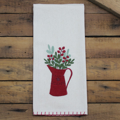 Holiday Pitcher Cream Towel (Set of 2)