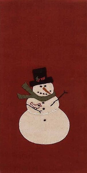 Snow Guy Towel (set of 2) – Barn Red Cotton with Snowman Appliqué