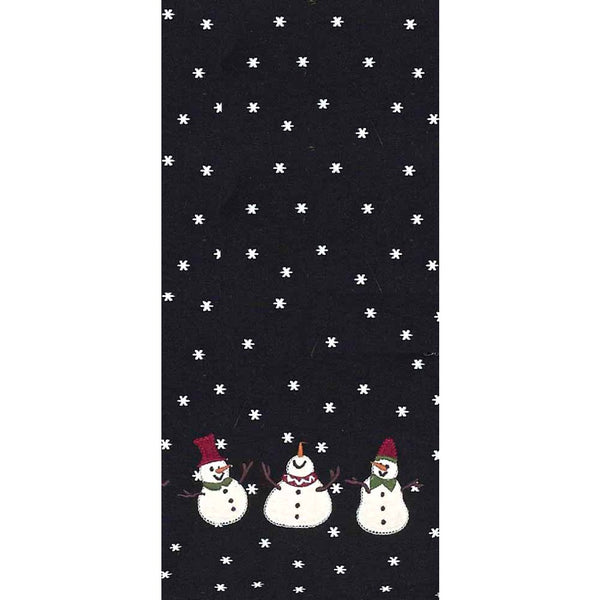 🎄 Whimsy Snowmen Towel Set of 2 – Black Cotton with Appliqué Snowmen, 18" x 28"