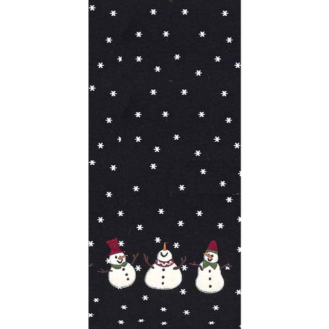 🎄 Whimsy Snowmen Towel Set of 2 – Black Cotton with Appliqué Snowmen, 18" x 28"