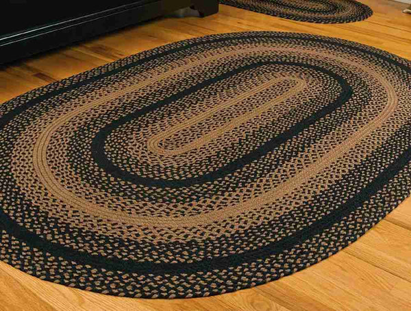 Ebony Braided Jute Rug Oval 27 x 48 in.