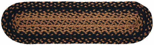 Ebony Braided  Stair Tread Oval 8 X 28 in.