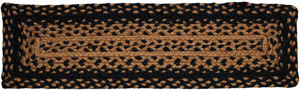 Ebony Braided Jute Stair Tread Rectangle 8 X 28 in.