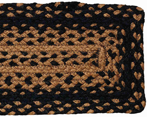 Ebony Braided Jute Stair Tread Rectangle 8 X 28 in.