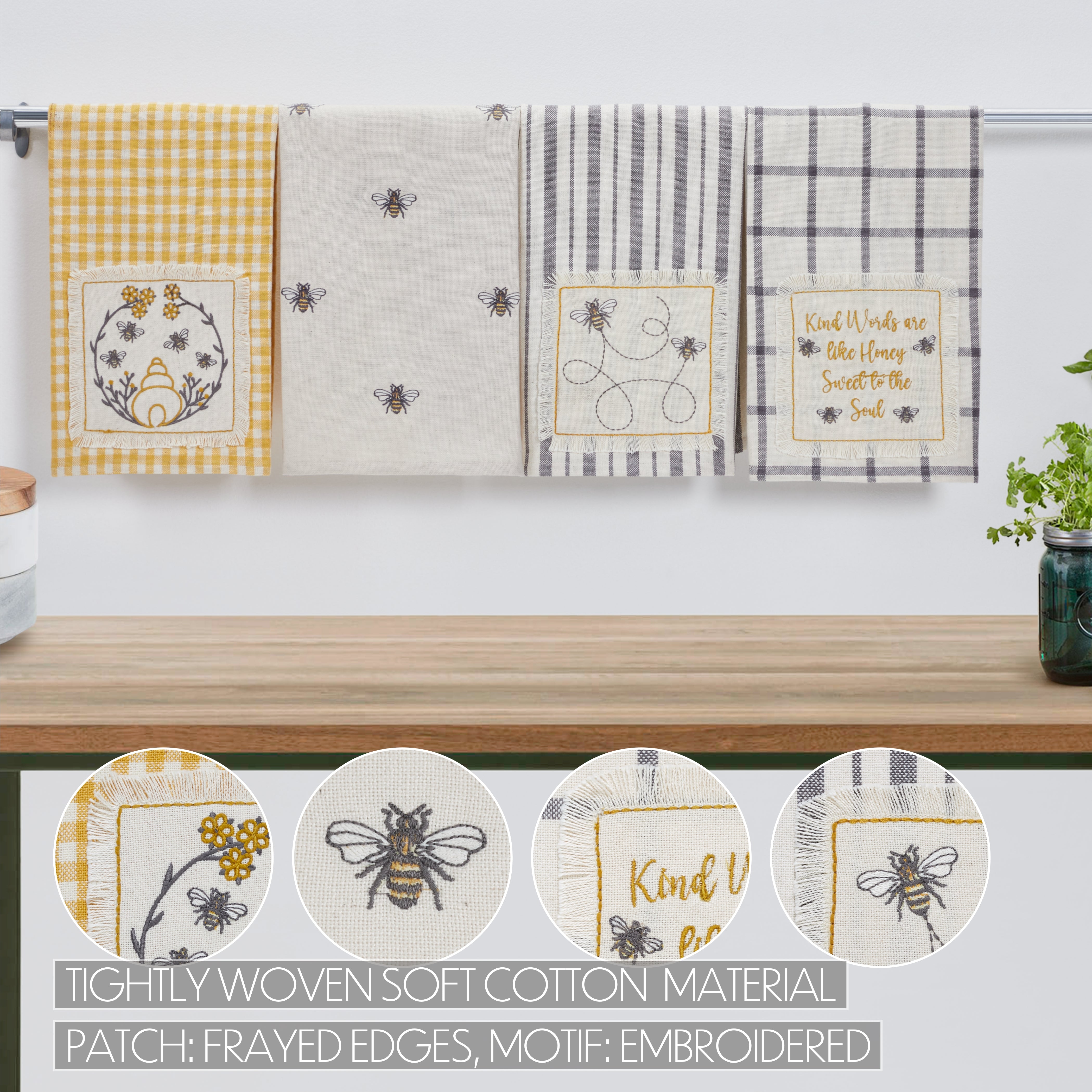 Linen Tea Towel - Bee Design 1 item