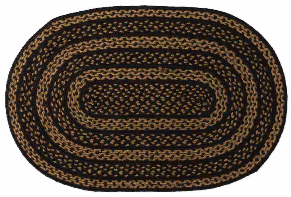 thumbnail interactive-video image 1 of VHC Brands 20x30 Oval Braided Jute Rug | Black & Tan Primitive Accent Mat 1 of 5