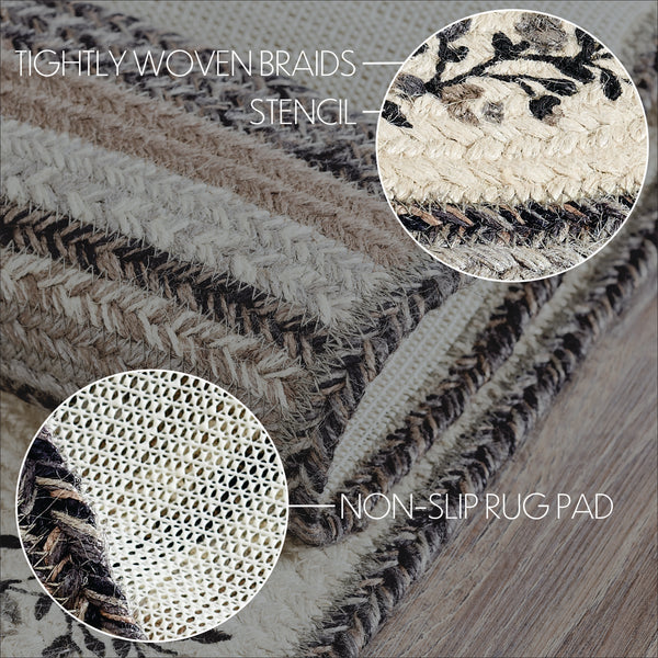 Floral Vine Jute Rug Half Circle Welcome 19.5x36