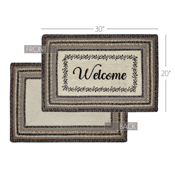 Floral Vine Jute Rug Rect Welcome 20x30