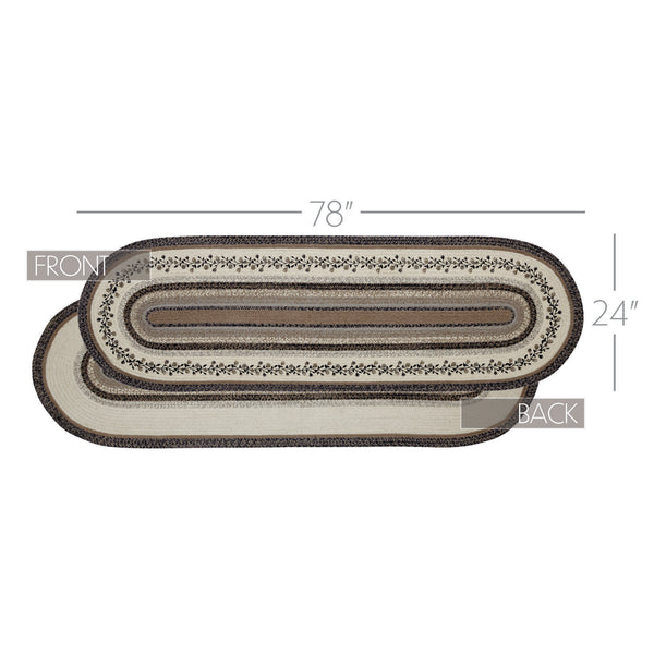 Floral Vine Jute Rug/Runner Oval w/ Pad 24x78