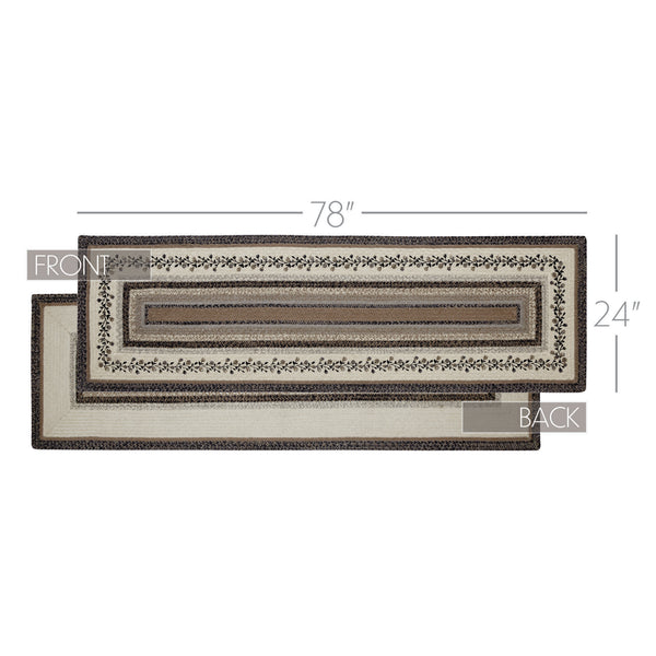 Floral Vine Jute Rug/Runner Rect w/ Pad 24x78