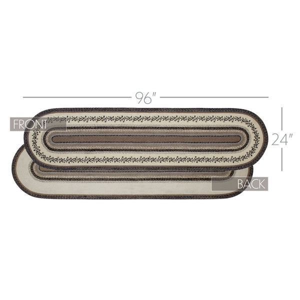 Floral Vine Jute Rug/Runner Oval w/ Pad 24x96