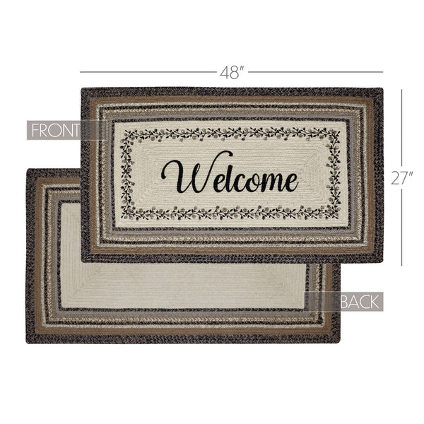 Floral Vine Jute Rug Rect Welcome 27x48