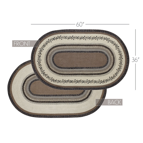 Floral Vine Jute Oval Rug 36x60