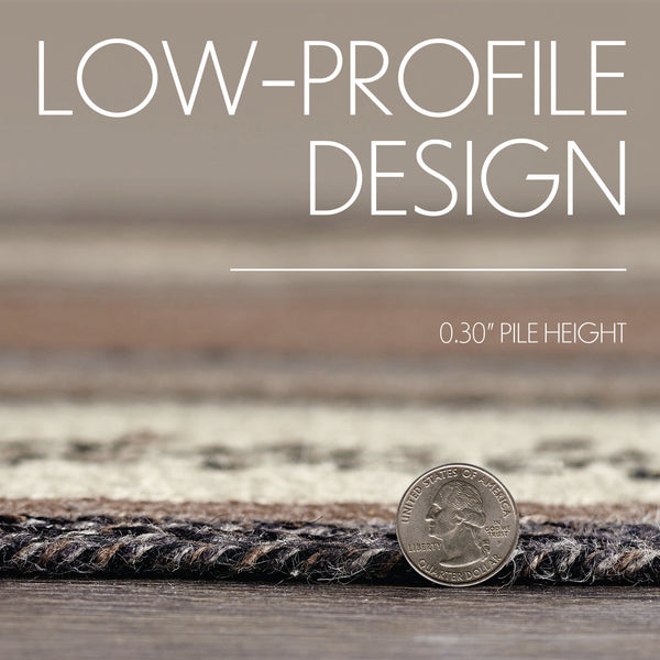 Floral Vine Jute Rug/Runner Rect w/ Pad 24x96