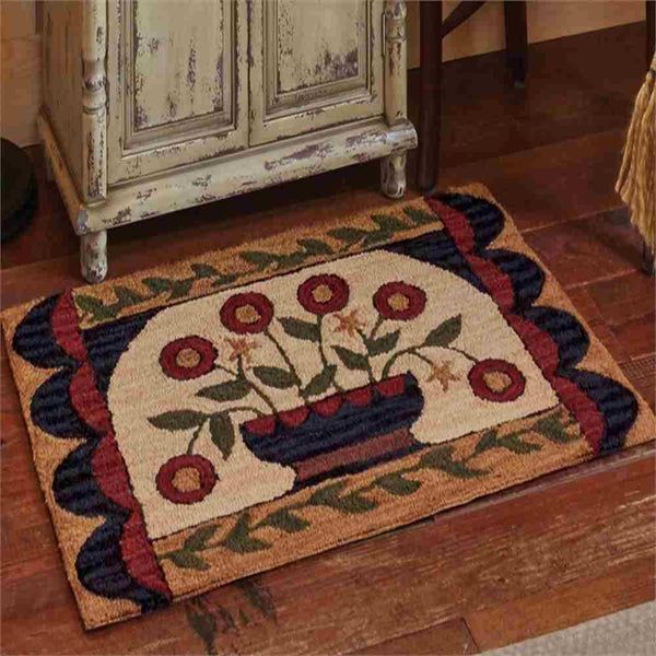 Flower Basket Hooked Rug 24 X 36 in.