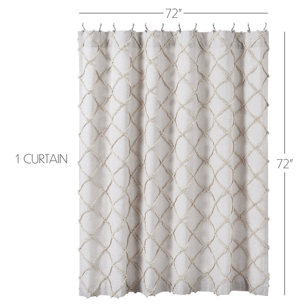 Frayed Lattice Oatmeal Shower Curtain 72x72