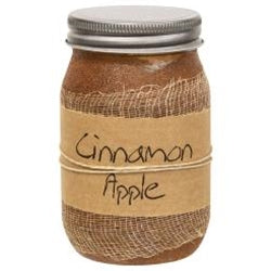 Cinnamon Apple Jar Candle is a 16 oz. candle made from clean-burning wax in the scent of ripe apples sprinkled with cinnamon. Each 16 oz. candle has a burn time of approximately 80-100 hours. Visit website for FREE s/h & discount offers. Primitive Country Farmhouse. 