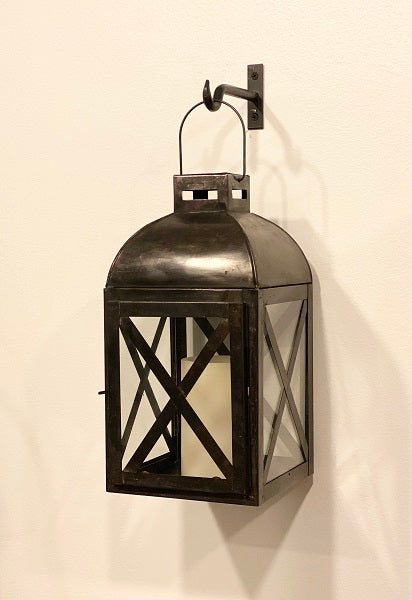 Irvins Tinware: Miner's Lamp with Shade in Antique Tin