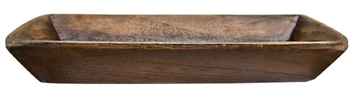 Primitive faux treenware rectangle resin tray with deep walnut finish