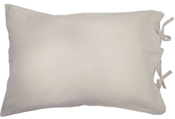 Grain Sack Solid Cream Pillow Sham with Ties