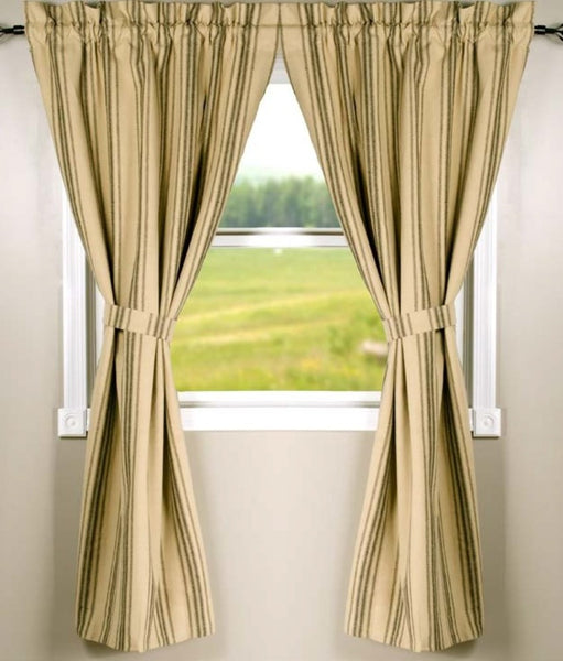 Grain Sack Stripe Oat Black Panel 63"