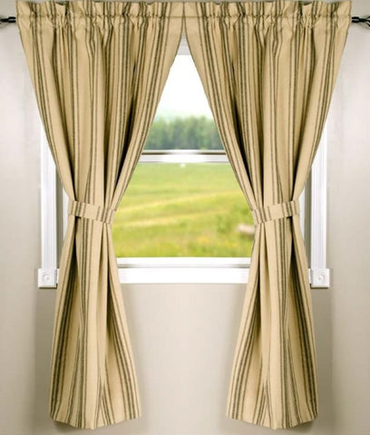 Grain Sack Stripe Oat Black Panel 63"