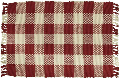 Wicklow Yarn Garnet Buffalo Check Placemat Measures: 13" X 19" Primitive Country Farmhouse Home Table Kitchen Decor.