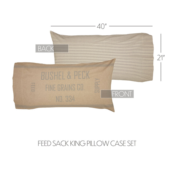 Grace Feed Sack King Pillow Case Set of 2 21x40