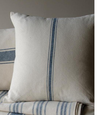 Grain Sack Blue Stripe Pillow Cover