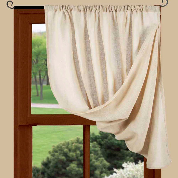 Heirloom Cream light tan 45 inch curtain panel – farmhouse cotton window treatment