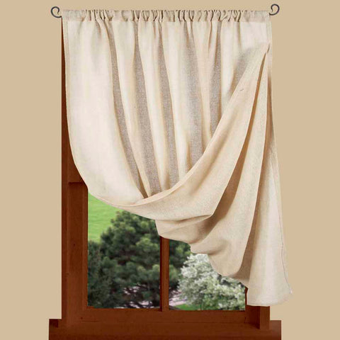Heirloom Cream light tan 63 inch curtain panel – farmhouse country cotton window treatment