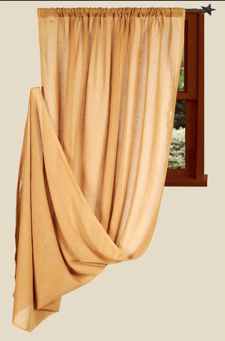 Heirloom Nutmeg Panel 63" unlined farmhouse cotton curtain in warm nutmeg color with draping loops