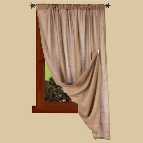 Heirloom Oat Panel 63" unlined cotton curtain with draping loops, rustic farmhouse and primitive country décor
