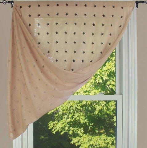 Heirloom Printed Star Panel 86" in nutmeg and black cotton with primitive star design