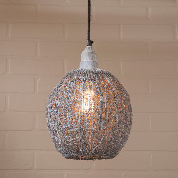 Nesting Wire Hanging Light in Weathered Zinc Country Primitive, Primitive Country Farmhouse Style Lighting Window Home Bath Kitchen Décor & Accessories