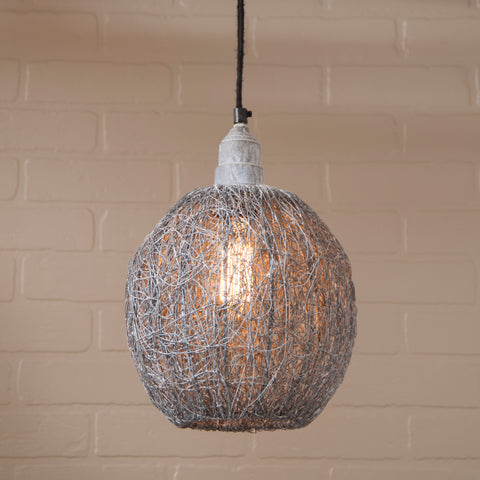 Nesting Wire Hanging Light in Weathered Zinc Country Primitive, Primitive Country Farmhouse Style Lighting Window Home Bath Kitchen Décor & Accessories