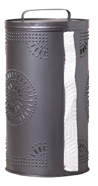 Punched Tin Paper Towel Dispenser – Smokey Black Farmhouse Kitchen